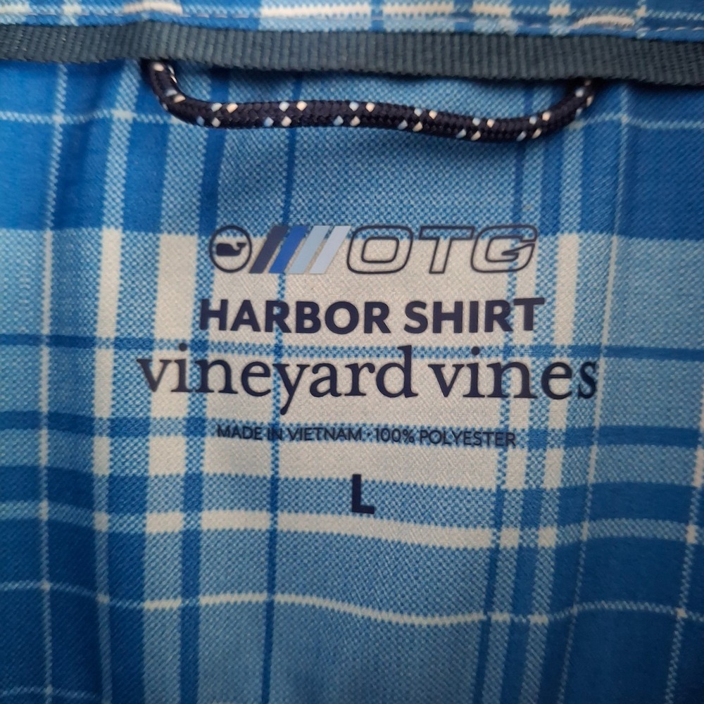 Vineyard Vines On The Go Performance Shirt Men's L Blue Plaid Brrr Button Down - Picture 6 of 9